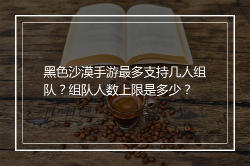 黑色沙漠手游最多支持几人组队？组队人数上限是多少？