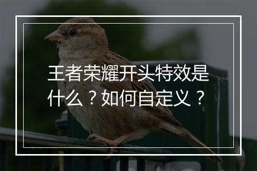 王者荣耀开头特效是什么？如何自定义？