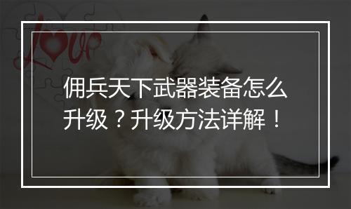 佣兵天下武器装备怎么升级？升级方法详解！