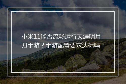 小米11能否流畅运行天涯明月刀手游？手游配置要求达标吗？