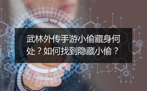 武林外传手游小偷藏身何处？如何找到隐藏小偷？