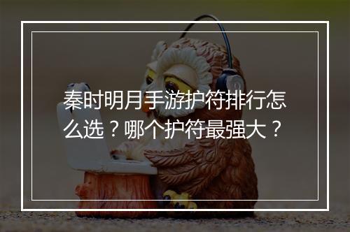 秦时明月手游护符排行怎么选？哪个护符最强大？