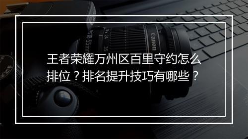 王者荣耀万州区百里守约怎么排位？排名提升技巧有哪些？