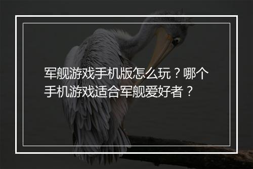 军舰游戏手机版怎么玩?哪个手机游戏适合军舰爱好者?