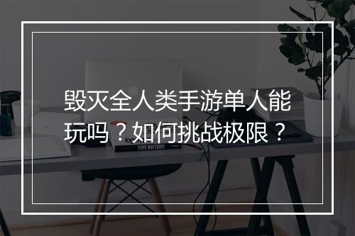毁灭全人类手游单人能玩吗？如何挑战极限？