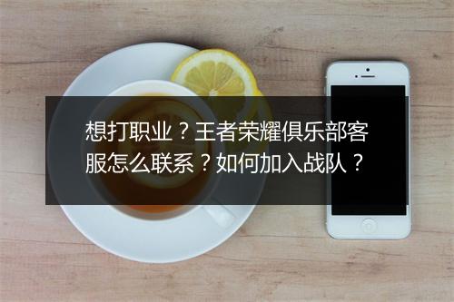 想打职业？王者荣耀俱乐部客服怎么联系？如何加入战队？
