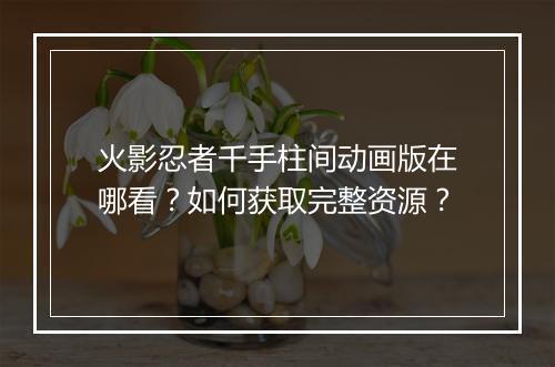 火影忍者千手柱间动画版在哪看?如何获取完整资源?