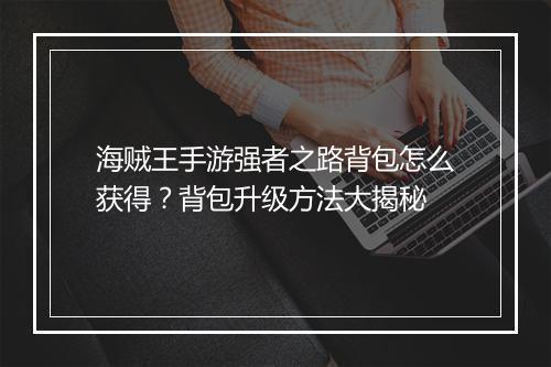 海贼王手游强者之路背包怎么获得？背包升级方法大揭秘
