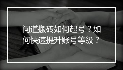 问道搬砖如何起号?如何快速提升账号等级?