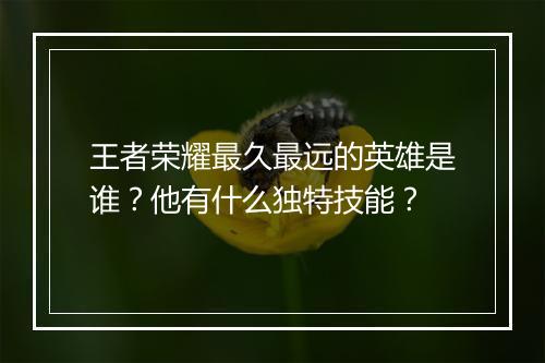 王者荣耀最久最远的英雄是谁？他有什么独特技能？