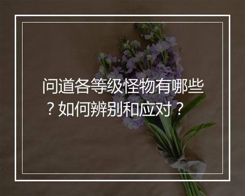 问道各等级怪物有哪些?如何辨别和应对?