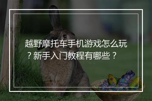 越野摩托车手机游戏怎么玩?新手入门教程有哪些?