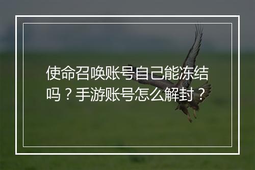 使命召唤账号自己能冻结吗?手游账号怎么解封?
