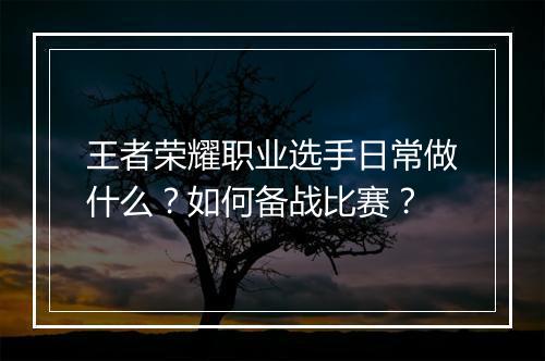 王者荣耀职业选手日常做什么?如何备战比赛?