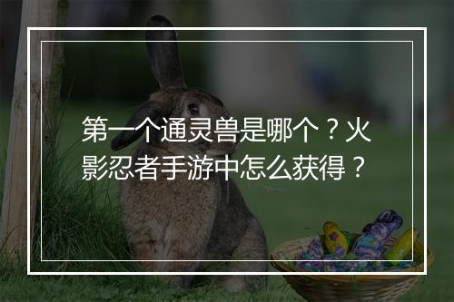 第一个通灵兽是哪个？火影忍者手游中怎么获得？