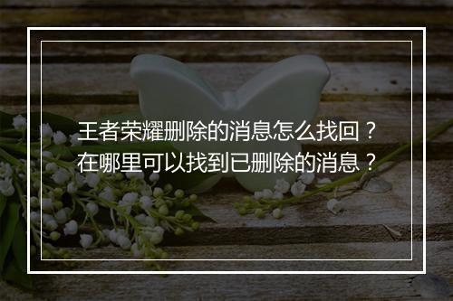 王者荣耀删除的消息怎么找回?在哪里可以找到已删除的消息?