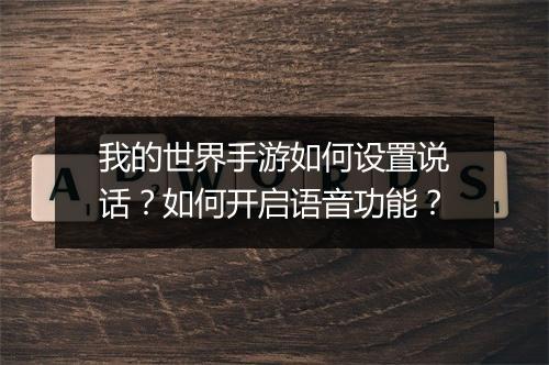 我的世界手游如何设置说话?如何开启语音功能?