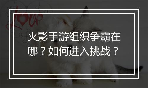 火影手游组织争霸在哪?如何进入挑战?