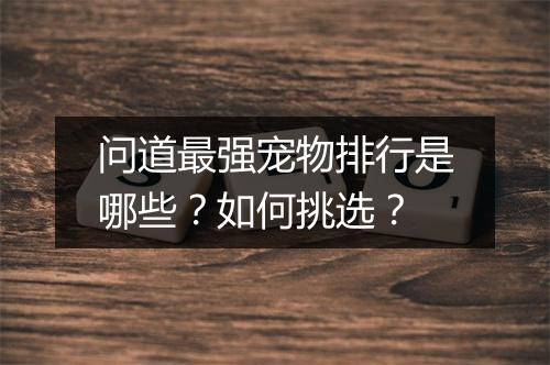 问道最强宠物排行是哪些?如何挑选?