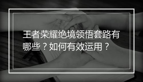 王者荣耀绝境领悟套路有哪些?如何有效运用?