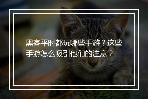 黑客平时都玩哪些手游？这些手游怎么吸引他们的注意？