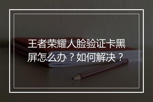 王者荣耀人脸验证卡黑屏怎么办?如何解决?