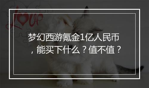 梦幻西游氪金1亿人民币,能买下什么?值不值?
