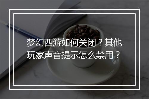 梦幻西游如何关闭?其他玩家声音提示怎么禁用?