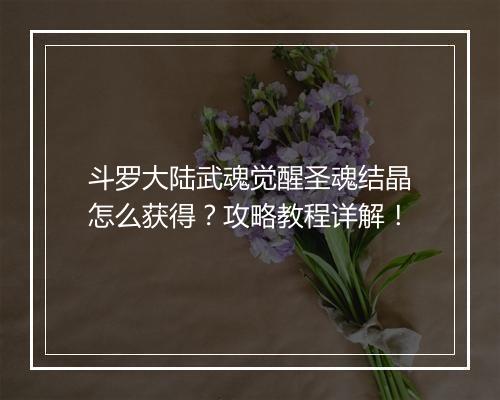 斗罗大陆武魂觉醒圣魂结晶怎么获得?攻略教程详解!