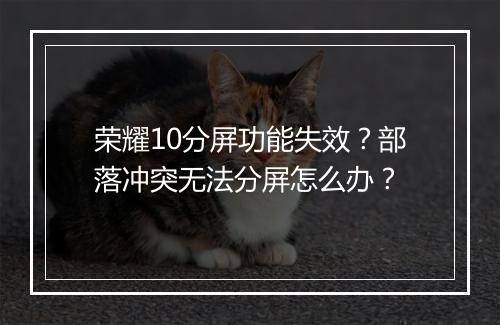 荣耀10分屏功能失效？部落冲突无法分屏怎么办？