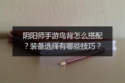 阴阳师手游鸟背怎么搭配?装备选择有哪些技巧?