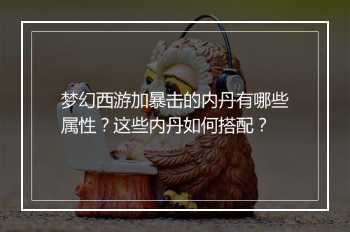 梦幻西游加暴击的内丹有哪些属性?这些内丹如何搭配?