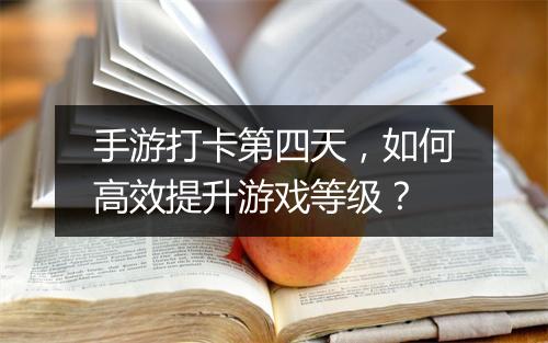 手游打卡第四天,如何高效提升游戏等级?