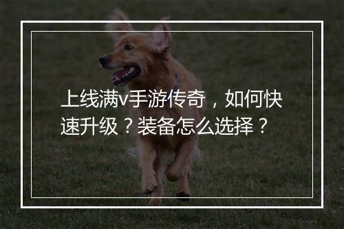 上线满v手游传奇,如何快速升级?装备怎么选择?
