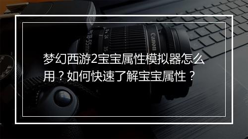 梦幻西游2宝宝属性模拟器怎么用?如何快速了解宝宝属性?
