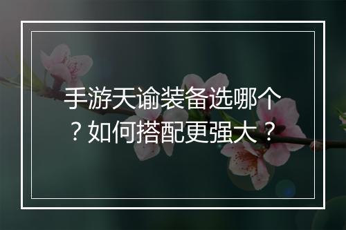 手游天谕装备选哪个?如何搭配更强大?