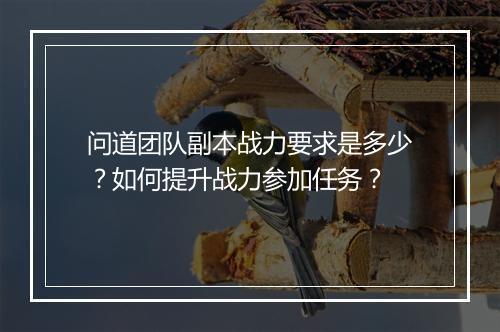 问道团队副本战力要求是多少?如何提升战力参加任务?