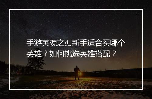 手游英魂之刃新手适合买哪个英雄?如何挑选英雄搭配?