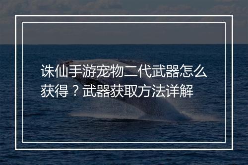 诛仙手游宠物二代武器怎么获得？武器获取方法详解