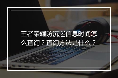 王者荣耀防沉迷信息时间怎么查询?查询方法是什么?