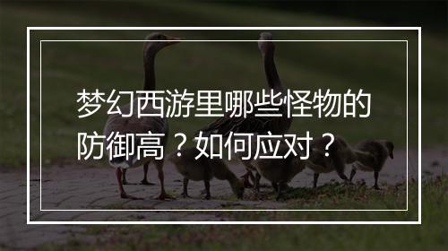 梦幻西游里哪些怪物的防御高?如何应对?