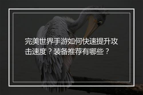 完美世界手游如何快速提升攻击速度?装备推荐有哪些?