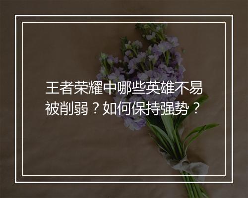 王者荣耀中哪些英雄不易被削弱?如何保持强势?