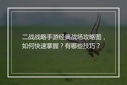 二战战略手游经典战场攻略图,如何快速掌握?有哪些技巧?
