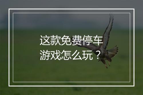 这款免费停车游戏怎么玩?