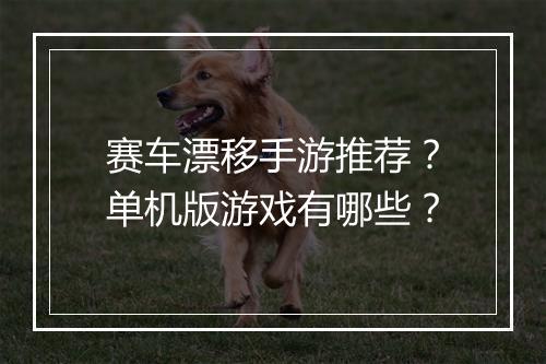 赛车漂移手游推荐?单机版游戏有哪些?