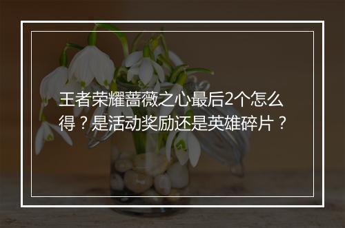 王者荣耀蔷薇之心最后2个怎么得?是活动奖励还是英雄碎片?