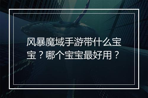 风暴魔域手游带什么宝宝？哪个宝宝最好用？