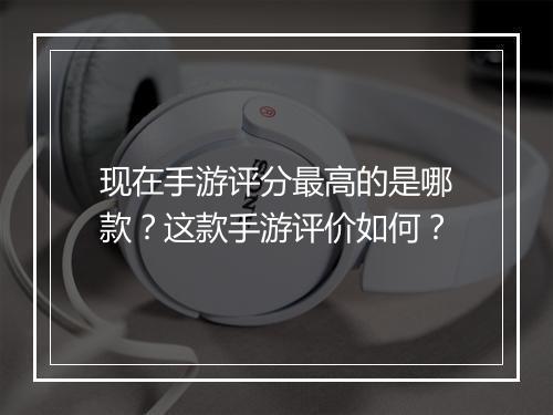 现在手游评分最高的是哪款?这款手游评价如何?
