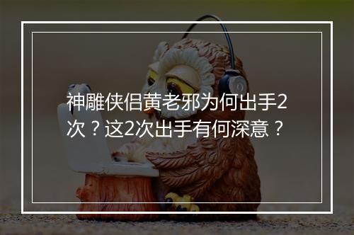 神雕侠侣黄老邪为何出手2次?这2次出手有何深意?